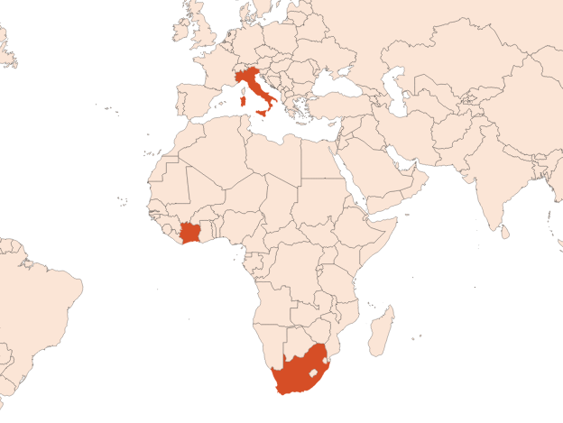 Map for Bergamote HE (N° CAS 8007-75-8)​