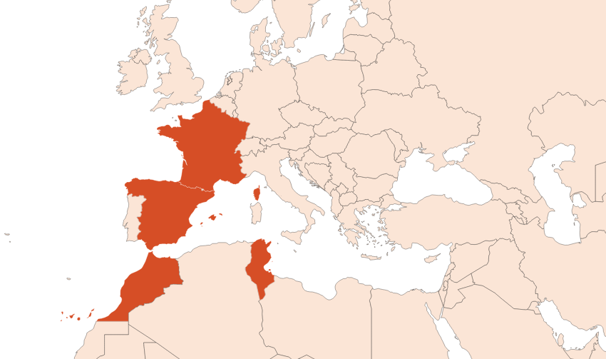 Map for Myrte HE (N° CAS 8008-46-6)​